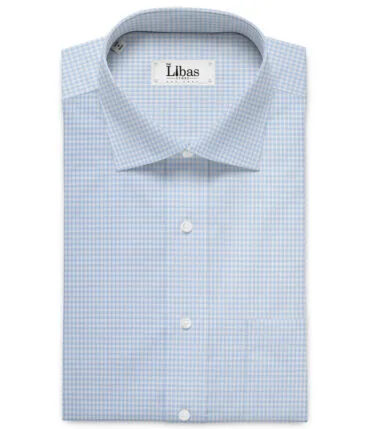 Premier Mills 2 Ply 50's Giza Cotton Checks Shirting Fabric (Sky Blue)