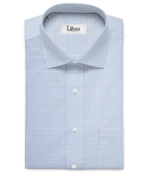 Premier Mills 2 Ply 50's Giza Cotton Checks Shirting Fabric (Sky Blue)