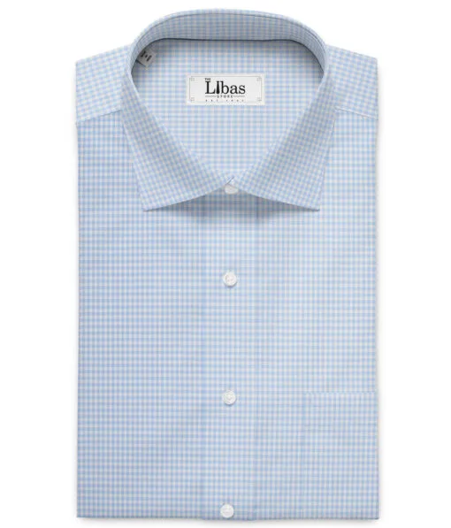 Premier Mills 2 Ply 50's Giza Cotton Checks Shirting Fabric (Sky Blue)