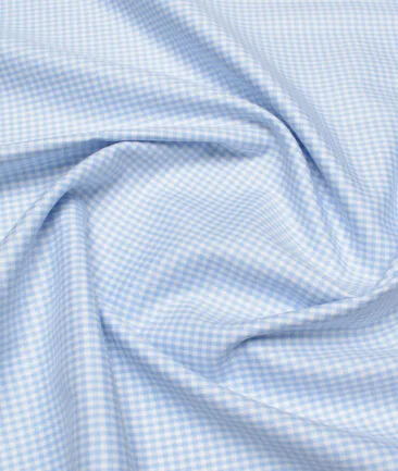 Premier Mills 2 Ply 50's Giza Cotton Checks Shirting Fabric (Sky Blue)