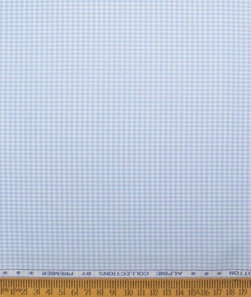 Premier Mills 2 Ply 50's Giza Cotton Checks Shirting Fabric (Sky Blue)