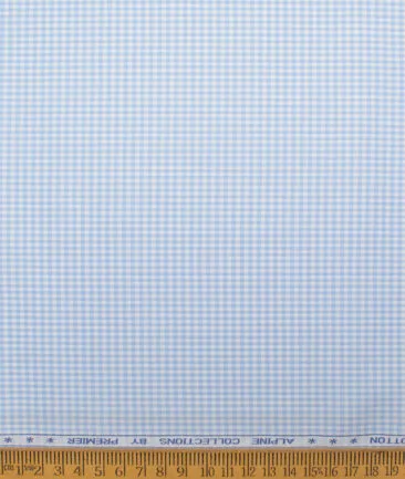 Premier Mills 2 Ply 50's Giza Cotton Checks Shirting Fabric (Sky Blue)