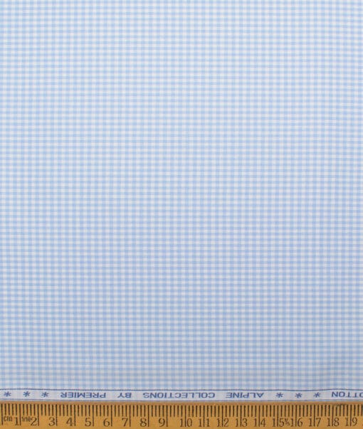 Premier Mills 2 Ply 50's Giza Cotton Checks Shirting Fabric (Sky Blue)