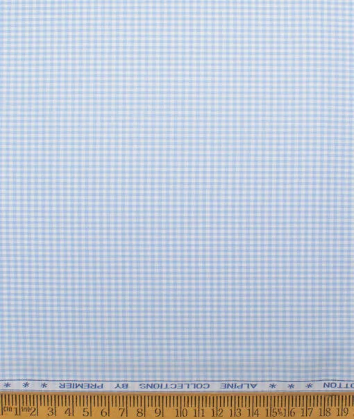 Premier Mills 2 Ply 50's Giza Cotton Checks Shirting Fabric (Sky Blue)