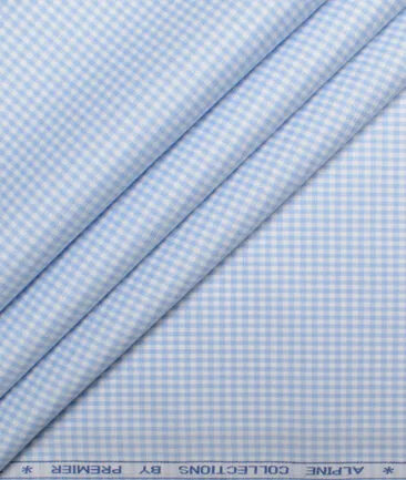 Premier Mills 2 Ply 50's Giza Cotton Checks Shirting Fabric (Sky Blue)