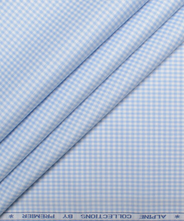 Premier Mills 2 Ply 50's Giza Cotton Checks Shirting Fabric (Sky Blue)