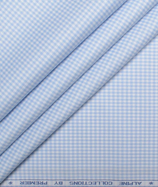 Premier Mills 2 Ply 50's Giza Cotton Checks Shirting Fabric (Sky Blue)