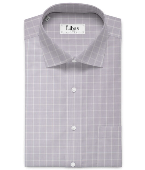 Luhtai  Supima Cotton Checks Shirting Fabric (Light Grey)