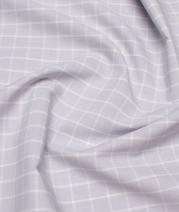 Luhtai  Supima Cotton Checks Shirting Fabric (Light Grey)
