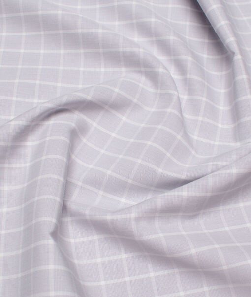 Luhtai  Supima Cotton Checks Shirting Fabric (Light Grey)