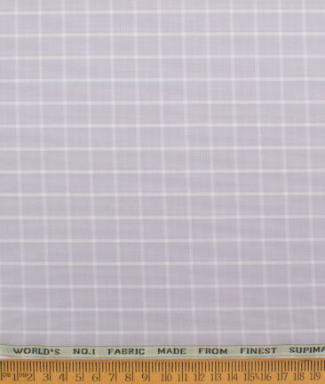 Luhtai  Supima Cotton Checks Shirting Fabric (Light Grey)
