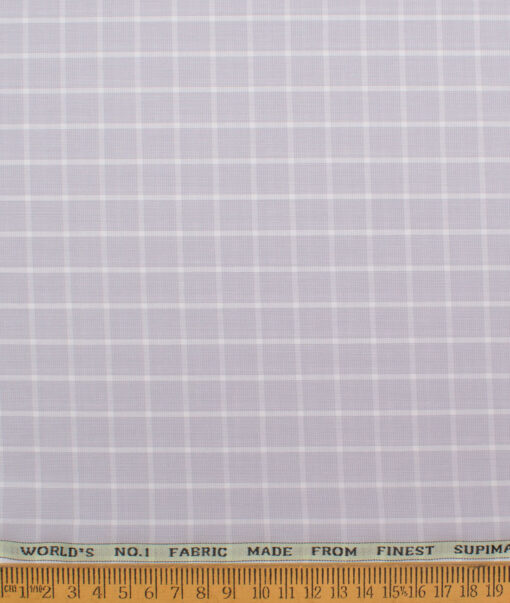 Luhtai  Supima Cotton Checks Shirting Fabric (Light Grey)