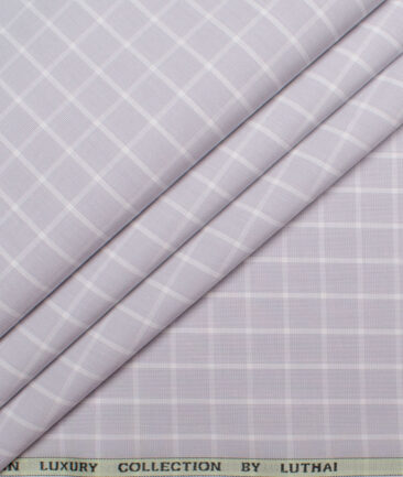 Luhtai  Supima Cotton Checks Shirting Fabric (Light Grey)