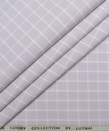 Luhtai  Supima Cotton Checks Shirting Fabric (Light Grey)