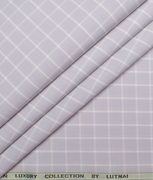 Luhtai  Supima Cotton Checks Shirting Fabric (Light Grey)