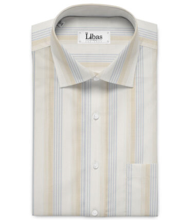 Tessitura Monti  Giza Cotton Striped Shirting Fabric (Cream)