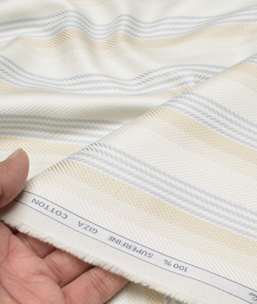 Tessitura Monti  Giza Cotton Striped Shirting Fabric (Cream)