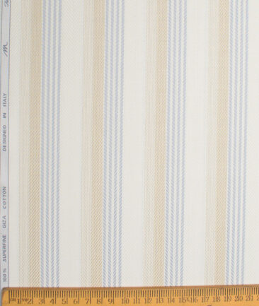 Tessitura Monti  Giza Cotton Striped Shirting Fabric (Cream)
