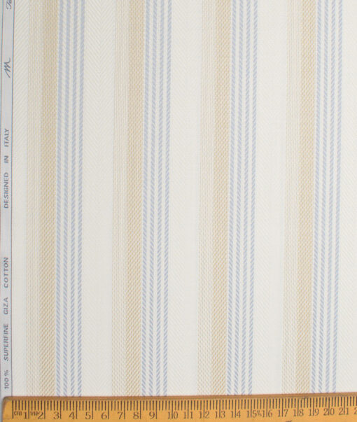 Tessitura Monti  Giza Cotton Striped Shirting Fabric (Cream)