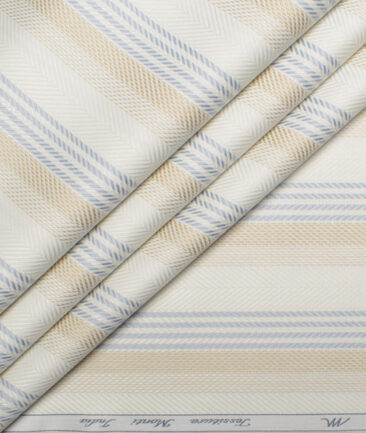 Tessitura Monti  Giza Cotton Striped Shirting Fabric (Cream)