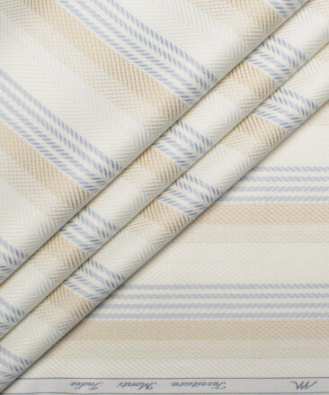 Tessitura Monti  Giza Cotton Striped Shirting Fabric (Cream)