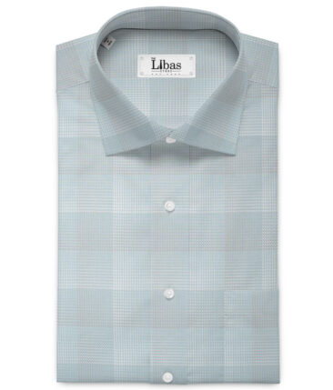 Tessitura Monti  Giza Cotton Checks Shirting Fabric (Mint Blue)
