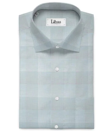Tessitura Monti  Giza Cotton Checks Shirting Fabric (Mint Blue)