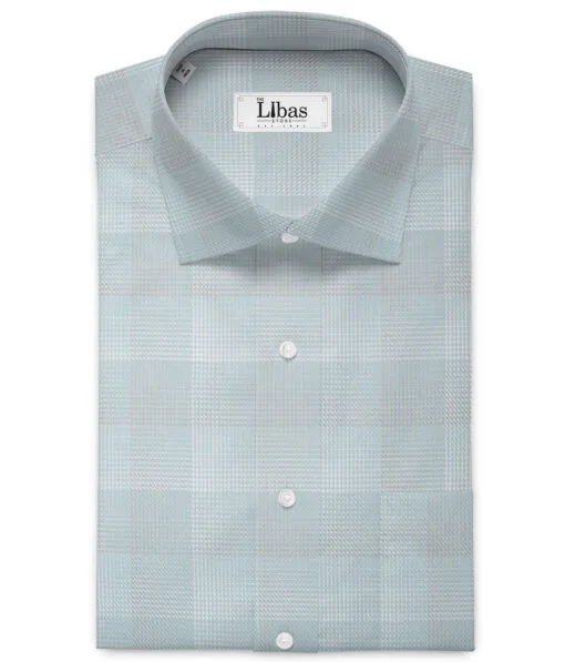 Tessitura Monti  Giza Cotton Checks Shirting Fabric (Mint Blue)