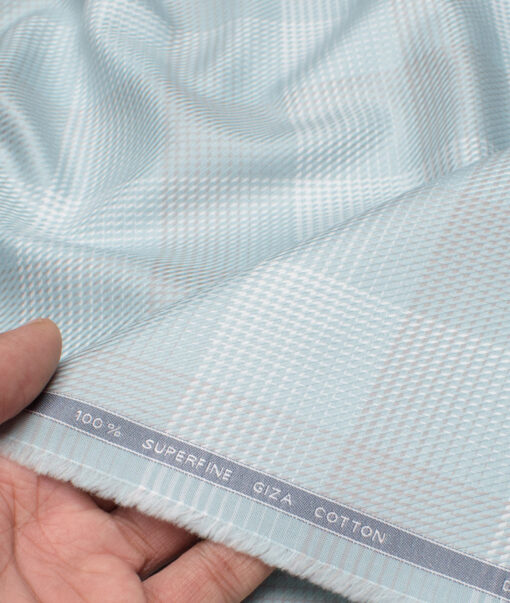 Tessitura Monti  Giza Cotton Checks Shirting Fabric (Mint Blue)