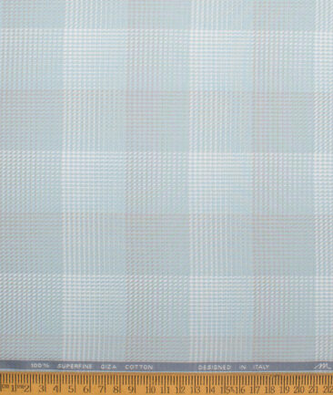 Tessitura Monti  Giza Cotton Checks Shirting Fabric (Mint Blue)