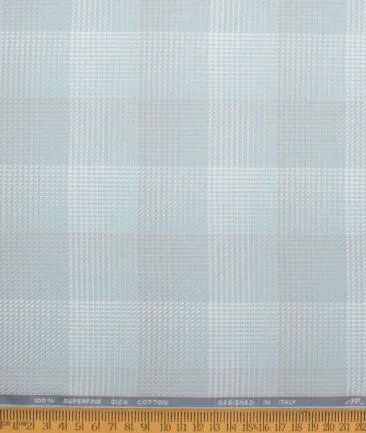 Tessitura Monti  Giza Cotton Checks Shirting Fabric (Mint Blue)