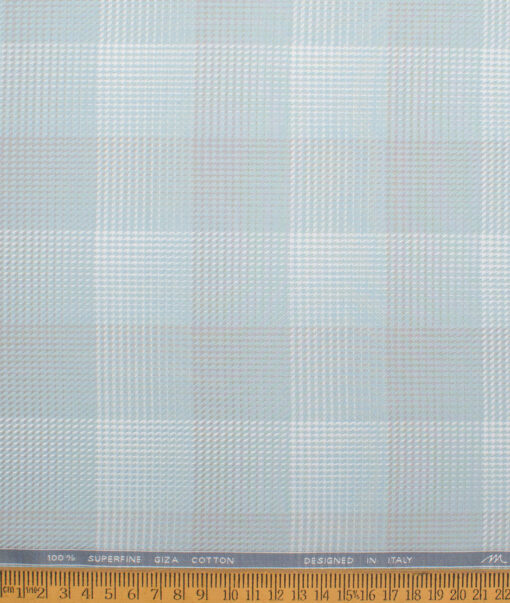 Tessitura Monti  Giza Cotton Checks Shirting Fabric (Mint Blue)