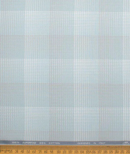 Tessitura Monti  Giza Cotton Checks Shirting Fabric (Mint Blue)