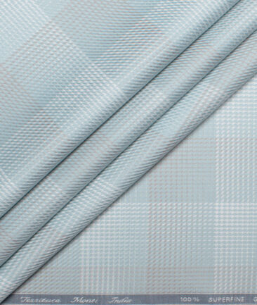 Tessitura Monti  Giza Cotton Checks Shirting Fabric (Mint Blue)