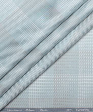 Tessitura Monti  Giza Cotton Checks Shirting Fabric (Mint Blue)