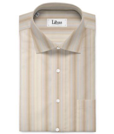 Tessitura Monti 2 Ply 70's Giza Cotton Striped Shirting Fabric (Cream)