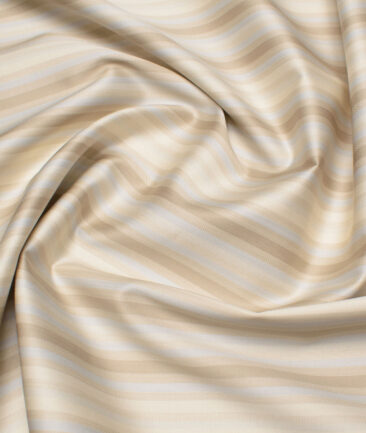 Tessitura Monti 2 Ply 70's Giza Cotton Striped Shirting Fabric (Cream)