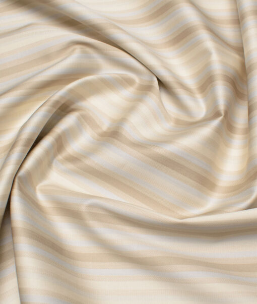 Tessitura Monti 2 Ply 70's Giza Cotton Striped Shirting Fabric (Cream)