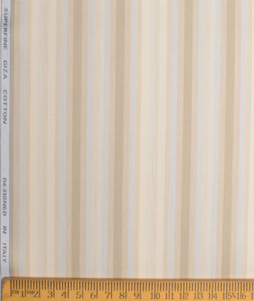 Tessitura Monti 2 Ply 70's Giza Cotton Striped Shirting Fabric (Cream)