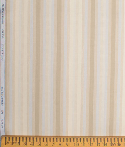 Tessitura Monti 2 Ply 70's Giza Cotton Striped Shirting Fabric (Cream)