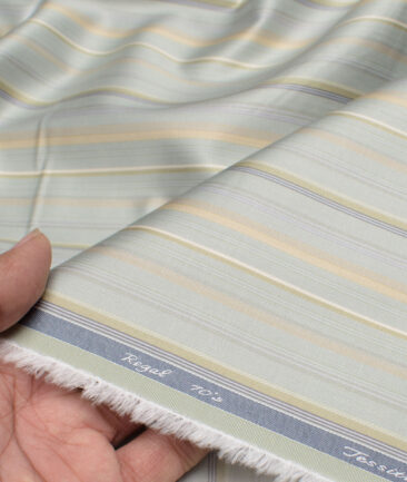 Tessitura Monti 2 Ply 70's Giza Cotton Striped Shirting Fabric (Hampton Green)
