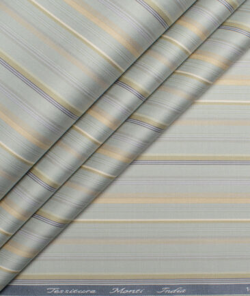 Tessitura Monti 2 Ply 70's Giza Cotton Striped Shirting Fabric (Hampton Green)