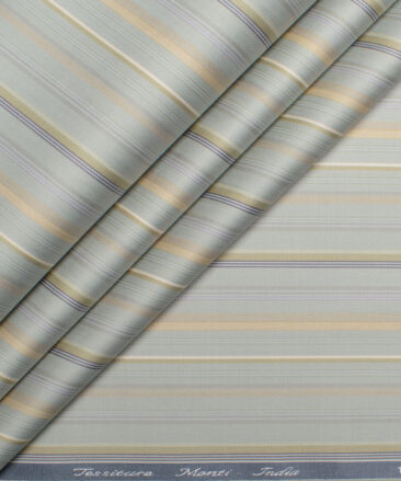 Tessitura Monti 2 Ply 70's Giza Cotton Striped Shirting Fabric (Hampton Green)