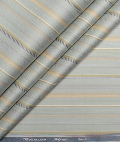 Tessitura Monti 2 Ply 70's Giza Cotton Striped Shirting Fabric (Hampton Green)