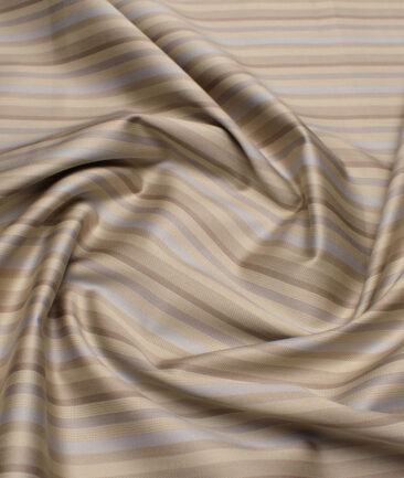 Tessitura Monti 2 Ply 70's Giza Cotton Striped Shirting Fabric (Light Brown)