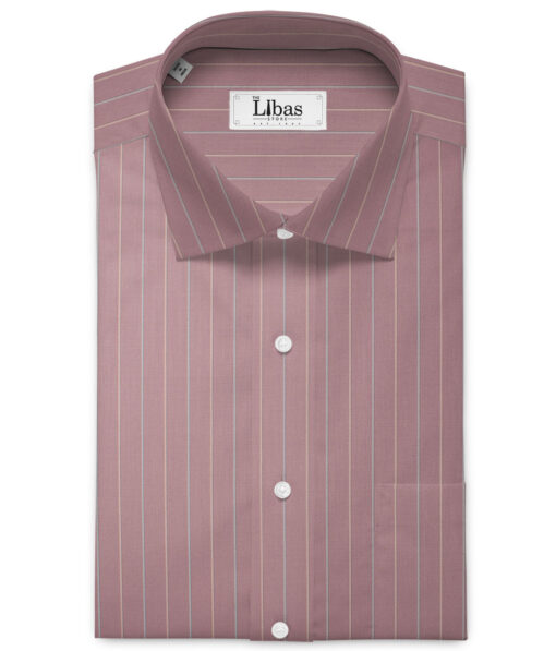 Tessitura Monti 2 Ply 70's Giza Cotton Striped Shirting Fabric (Light Mauve)