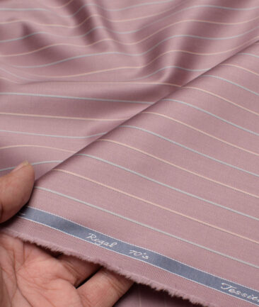 Tessitura Monti 2 Ply 70's Giza Cotton Striped Shirting Fabric (Light Mauve)