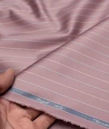 Tessitura Monti 2 Ply 70's Giza Cotton Striped Shirting Fabric (Light Mauve)