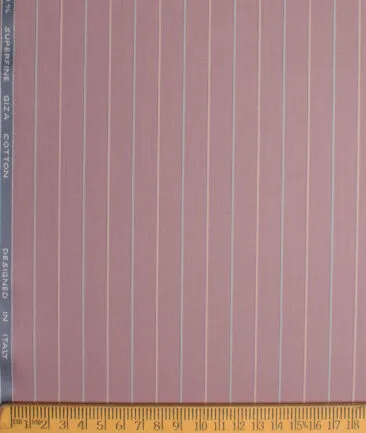 Tessitura Monti 2 Ply 70's Giza Cotton Striped Shirting Fabric (Light Mauve)