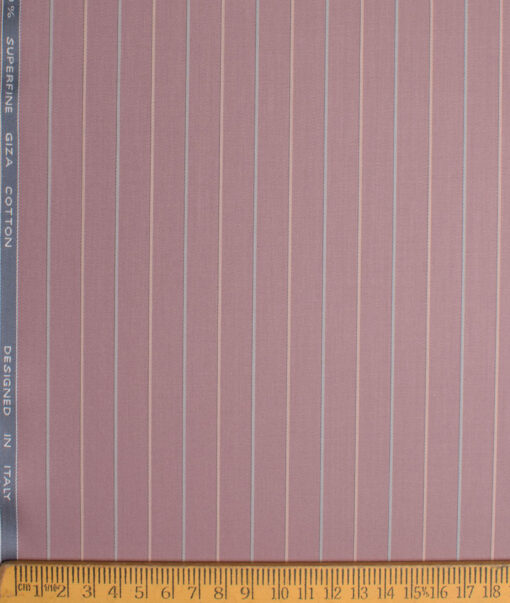 Tessitura Monti 2 Ply 70's Giza Cotton Striped Shirting Fabric (Light Mauve)